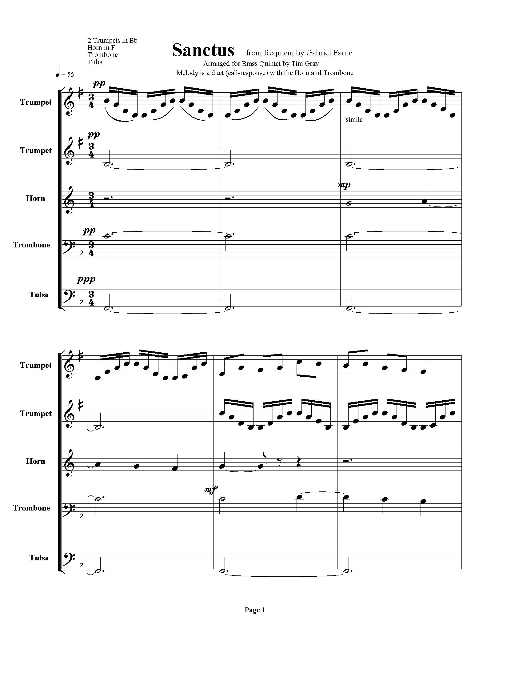 Sanctus Brass Quintet sample page at HonoringGodMusic.com