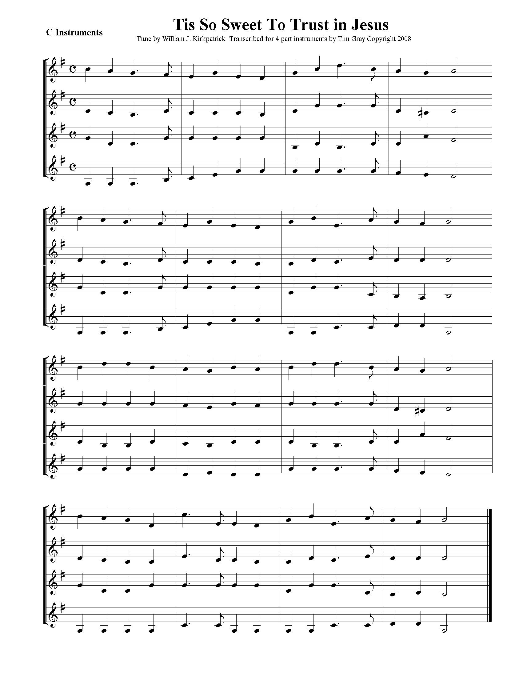 Tis So Sweet - 4 Hymns sample page at HonoringGodMusic.com