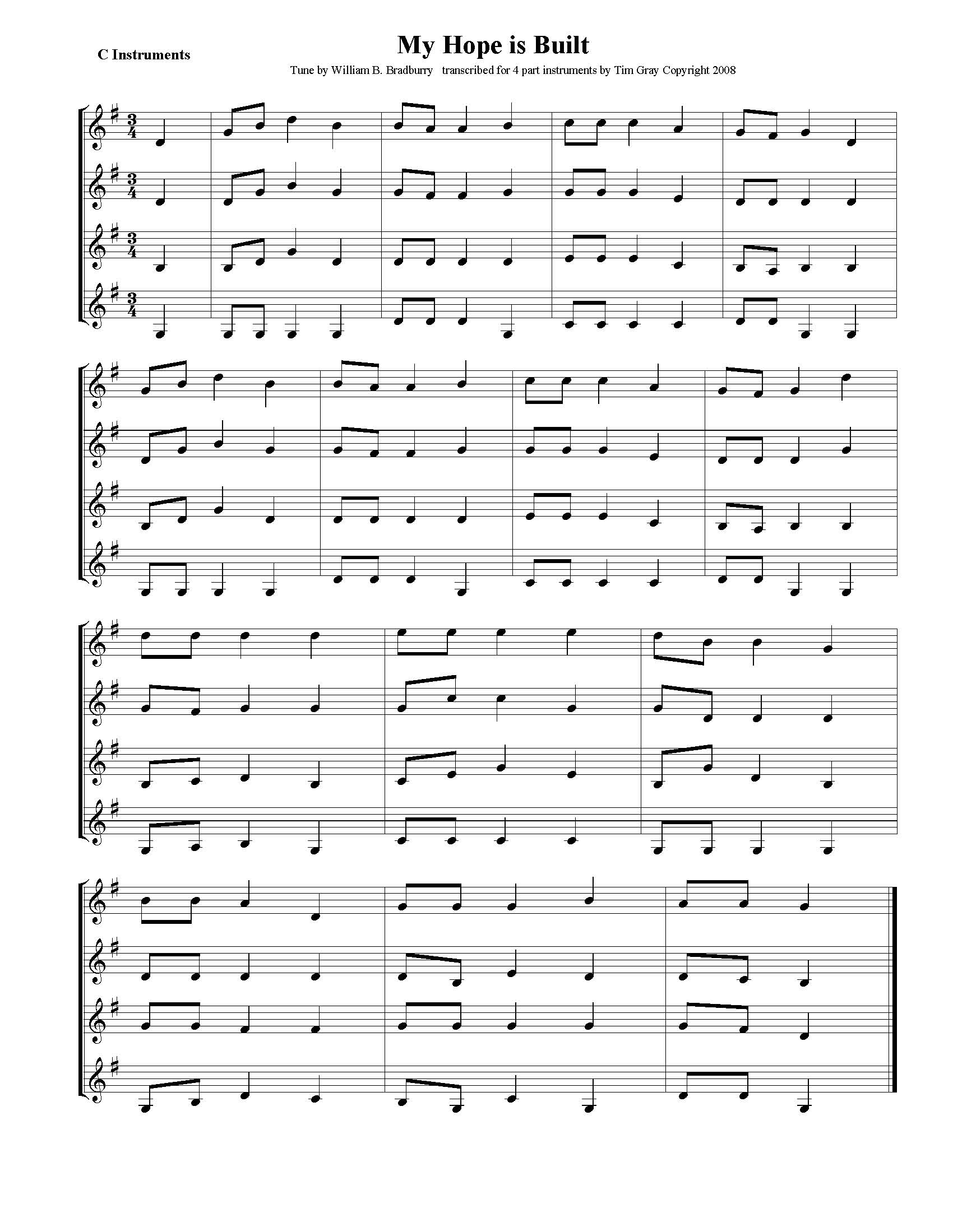 My Hope is Built - 4 Hymns sample page at HonoringGodMusic.com
