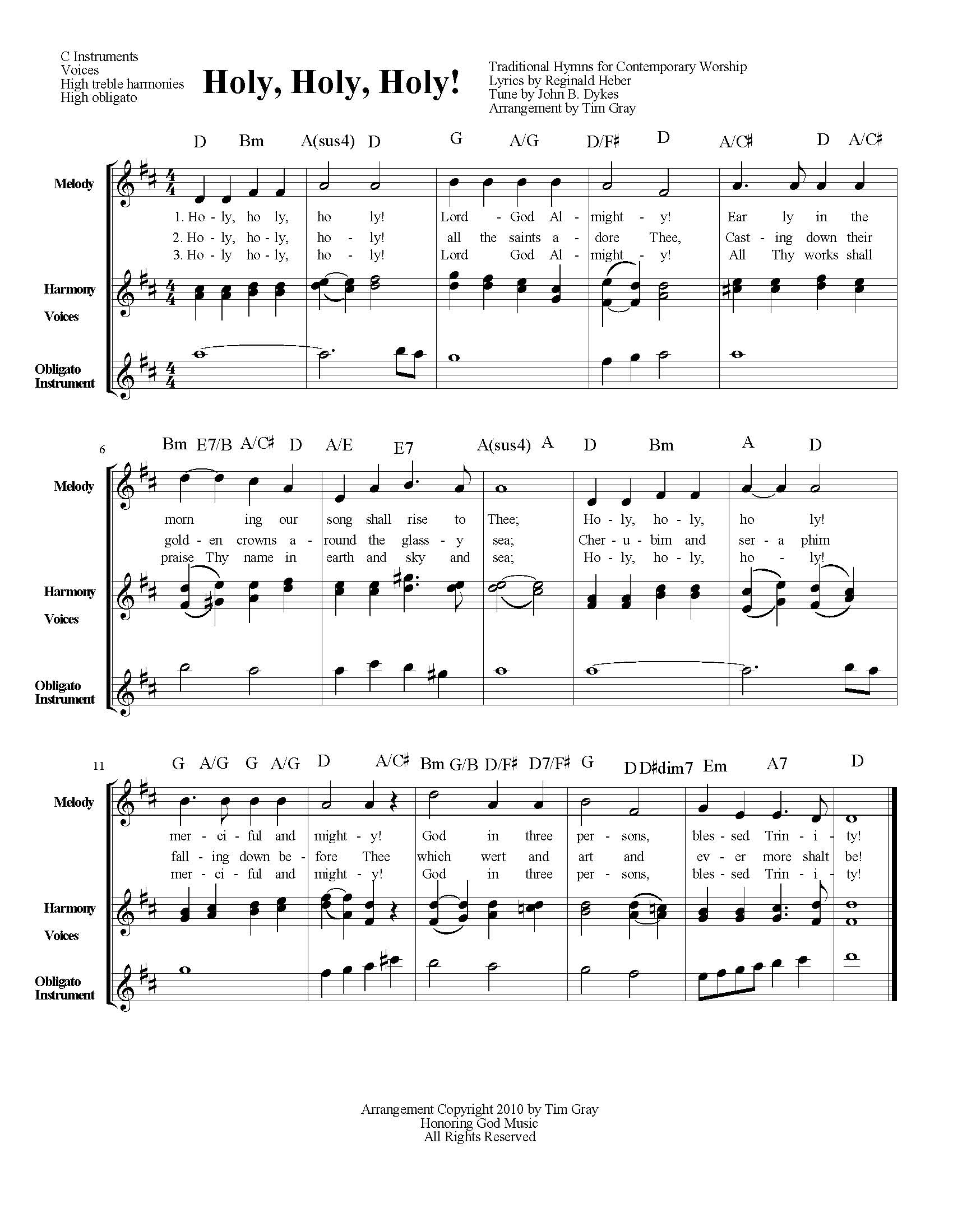 Holy, Holy, Holy! TH4CW Traditional Hymns for Contemporary Worship sample page on HonoringGodMusic.com