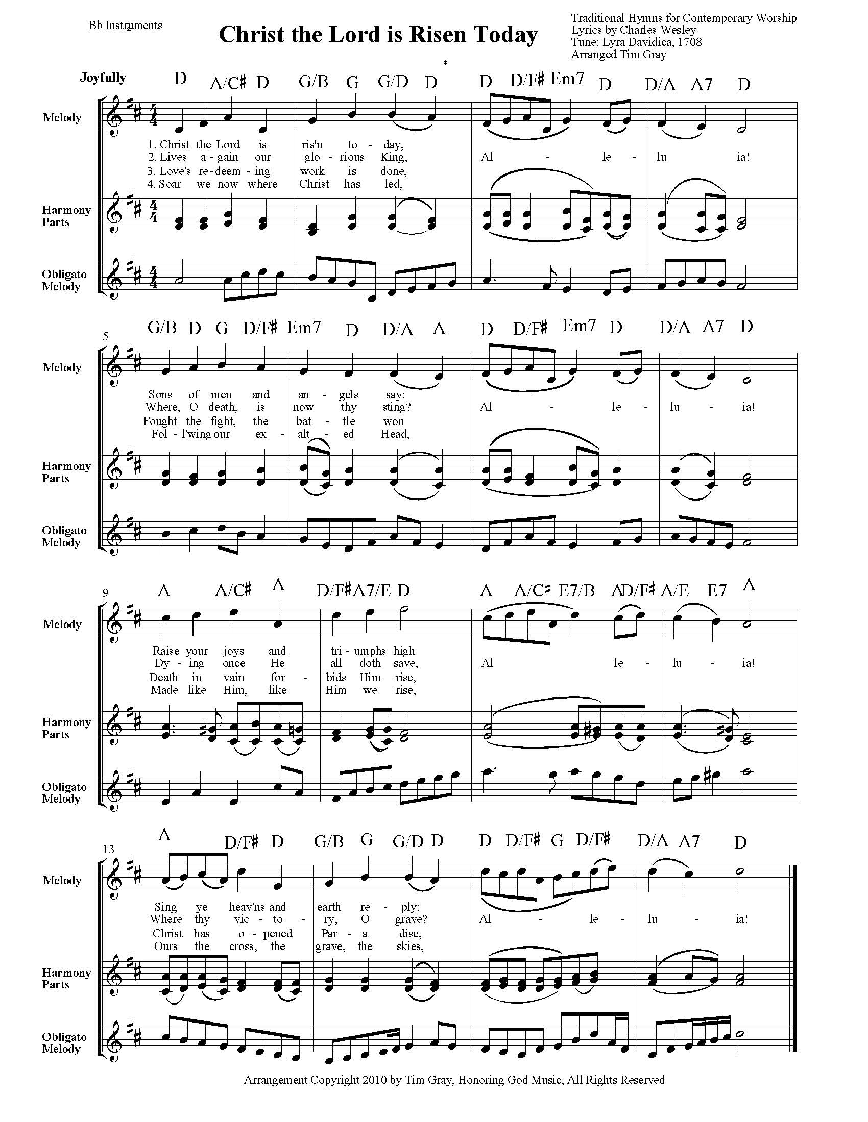 Christ the Lord is Risen Today TH4CW Traditional Hymns for Contemporary Worship sample page on HonoringGodMusic.com