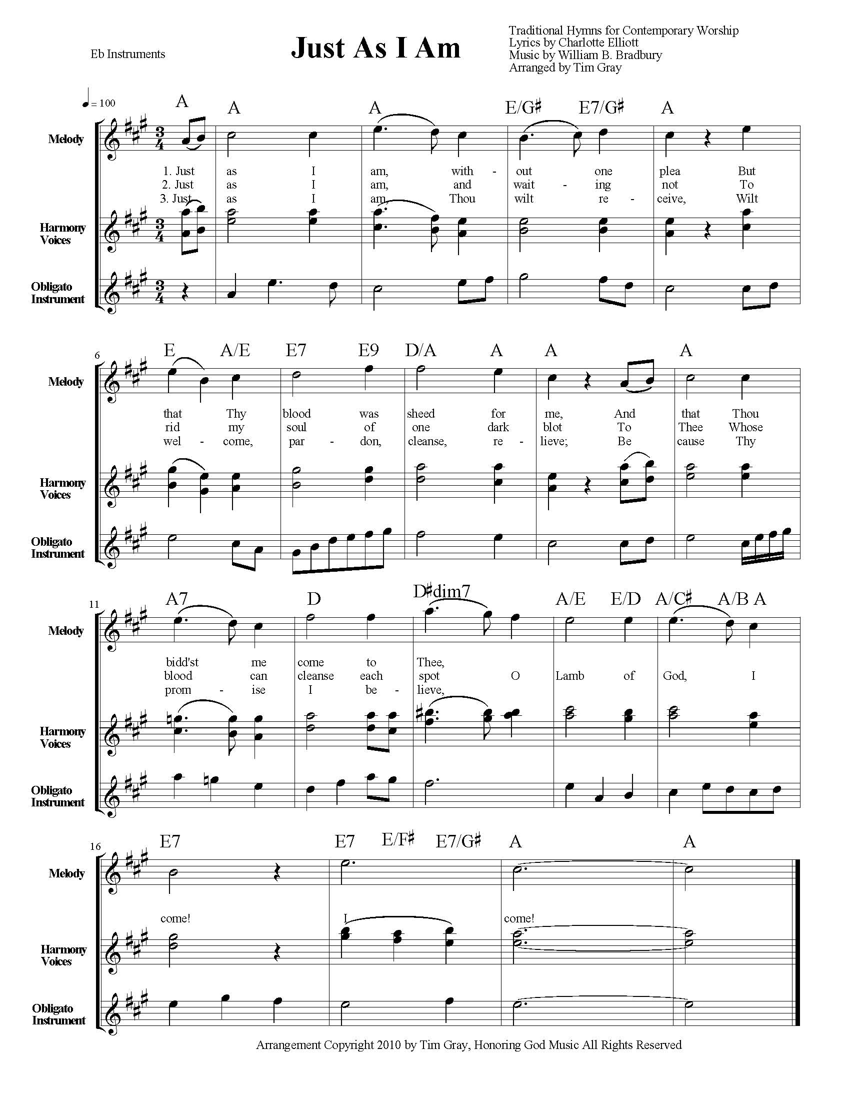 Just As I Am TH4CW Traditional Hymns for Contemporary Worship sample page on HonoringGodMusic.com
