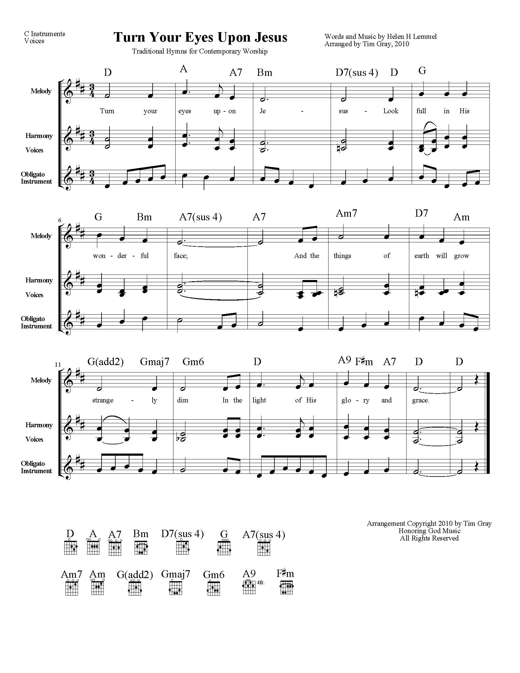 Turn Your Eyes Upon Jesus TH4CW Traditional Hymns for Contemporary Worship sample page on HonoringGodMusic.com